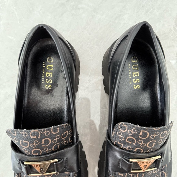 Women’s Guess Chunky Platform G Patterned Loafers Shoe Gold Buckle Size 8.5 - Picture 7 of 16